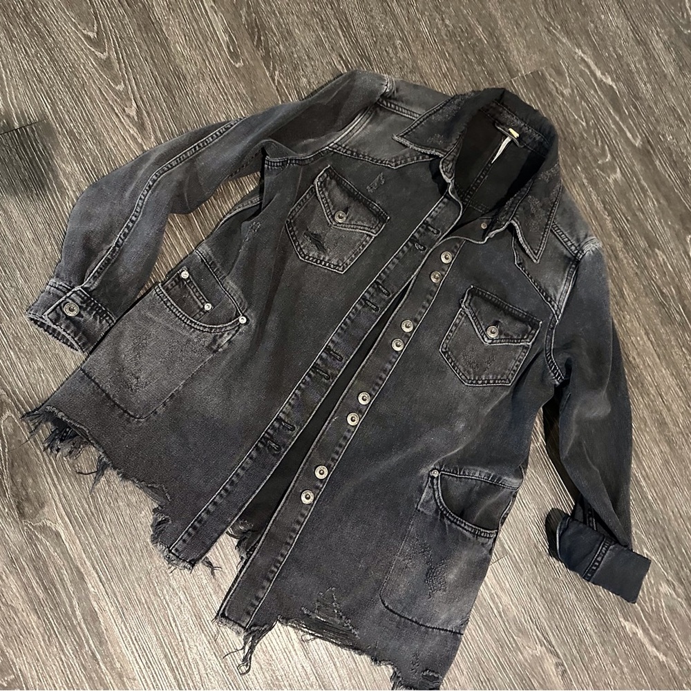 Free People Black Denim Jacket